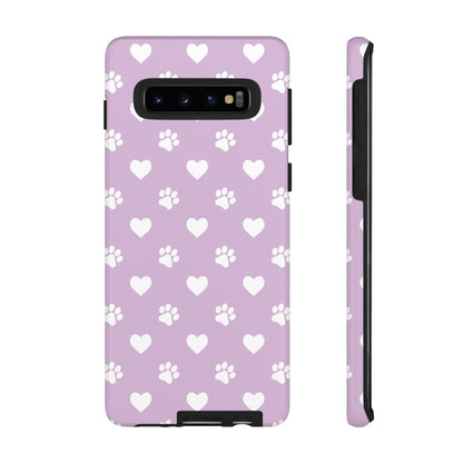Purple Hearts & Paw Prints - Cute Pet Lover Samsung Galaxy Case - BOGO Cases