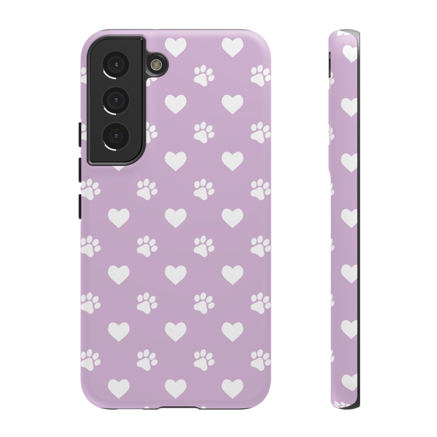 Purple Hearts & Paw Prints - Cute Pet Lover Samsung Galaxy Case - BOGO Cases