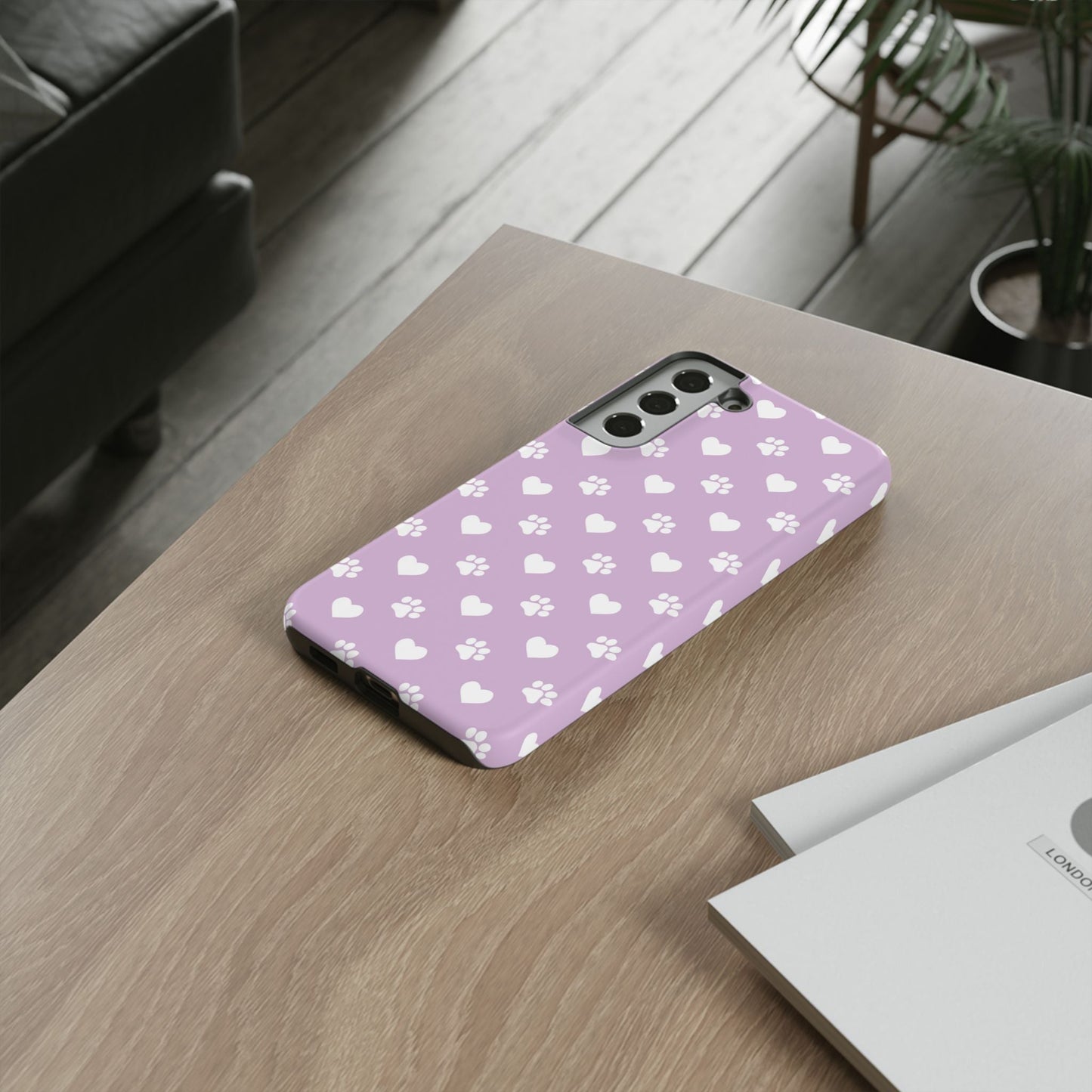 Purple Hearts & Paw Prints - Cute Pet Lover Samsung Galaxy Case - BOGO Cases