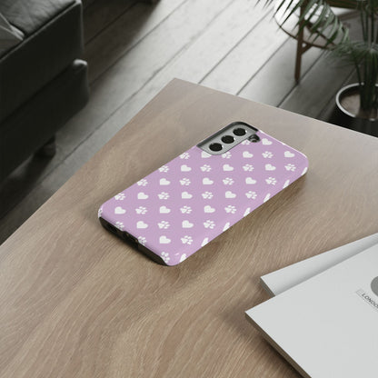 Purple Hearts & Paw Prints - Cute Pet Lover Samsung Galaxy Case - BOGO Cases