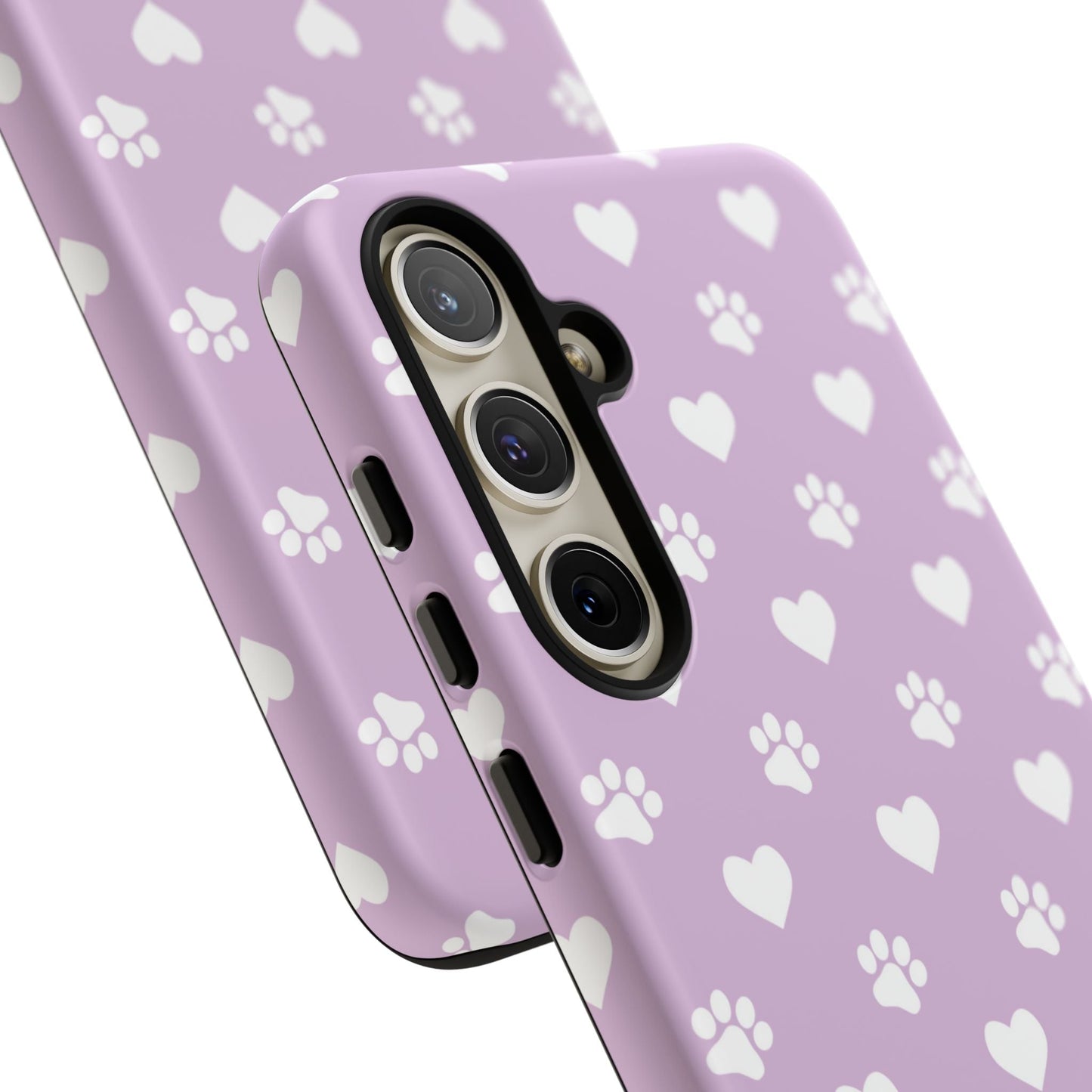 Purple Hearts & Paw Prints - Cute Pet Lover Samsung Galaxy Case - BOGO Cases