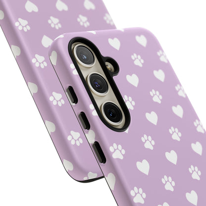Purple Hearts & Paw Prints - Cute Pet Lover Samsung Galaxy Case - BOGO Cases