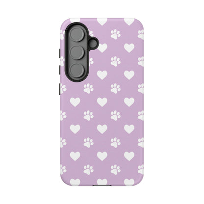 Purple Hearts & Paw Prints - Cute Pet Lover Samsung Galaxy Case - BOGO Cases