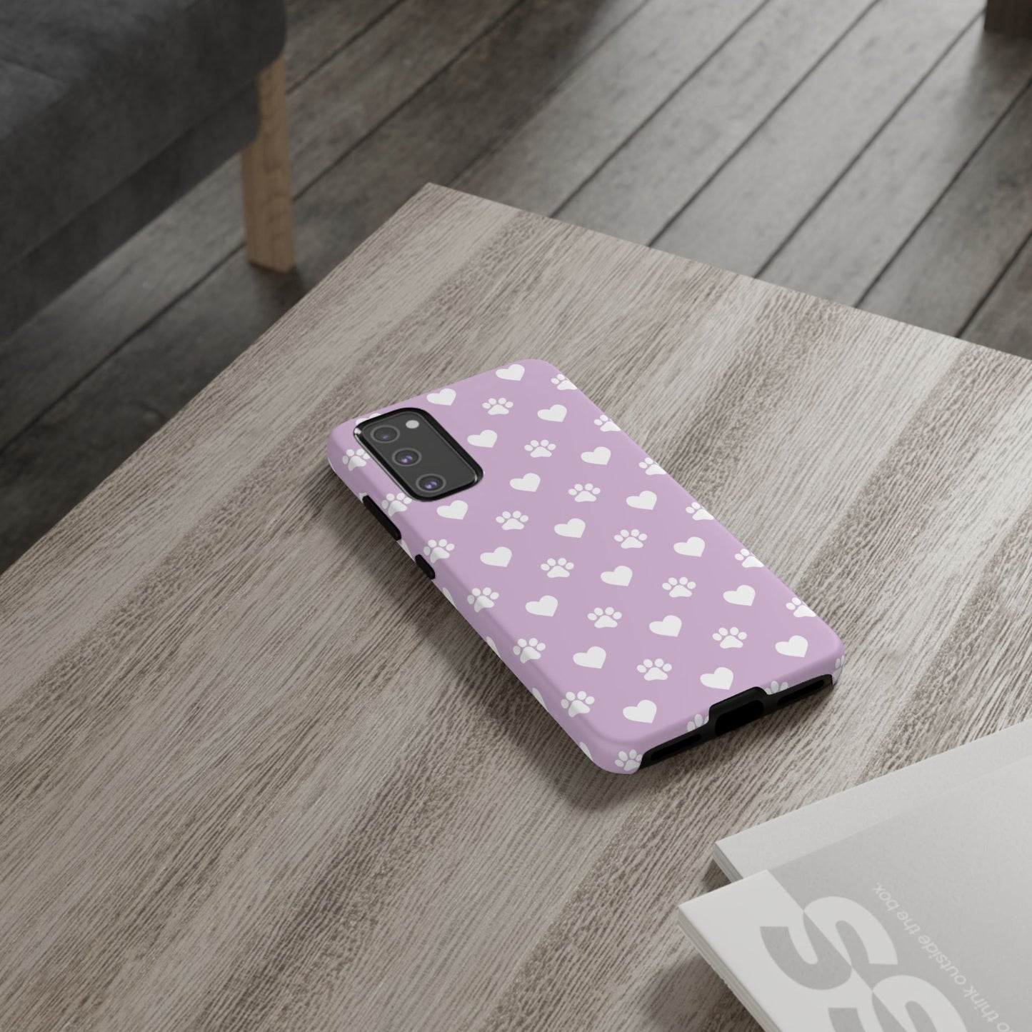 Purple Hearts & Paw Prints - Cute Pet Lover Samsung Galaxy Case - BOGO Cases