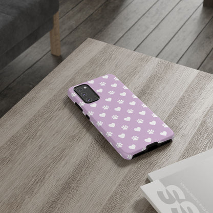 Purple Hearts & Paw Prints - Cute Pet Lover Samsung Galaxy Case - BOGO Cases