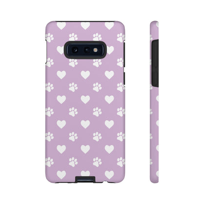 Purple Hearts & Paw Prints - Cute Pet Lover Samsung Galaxy Case - BOGO Cases