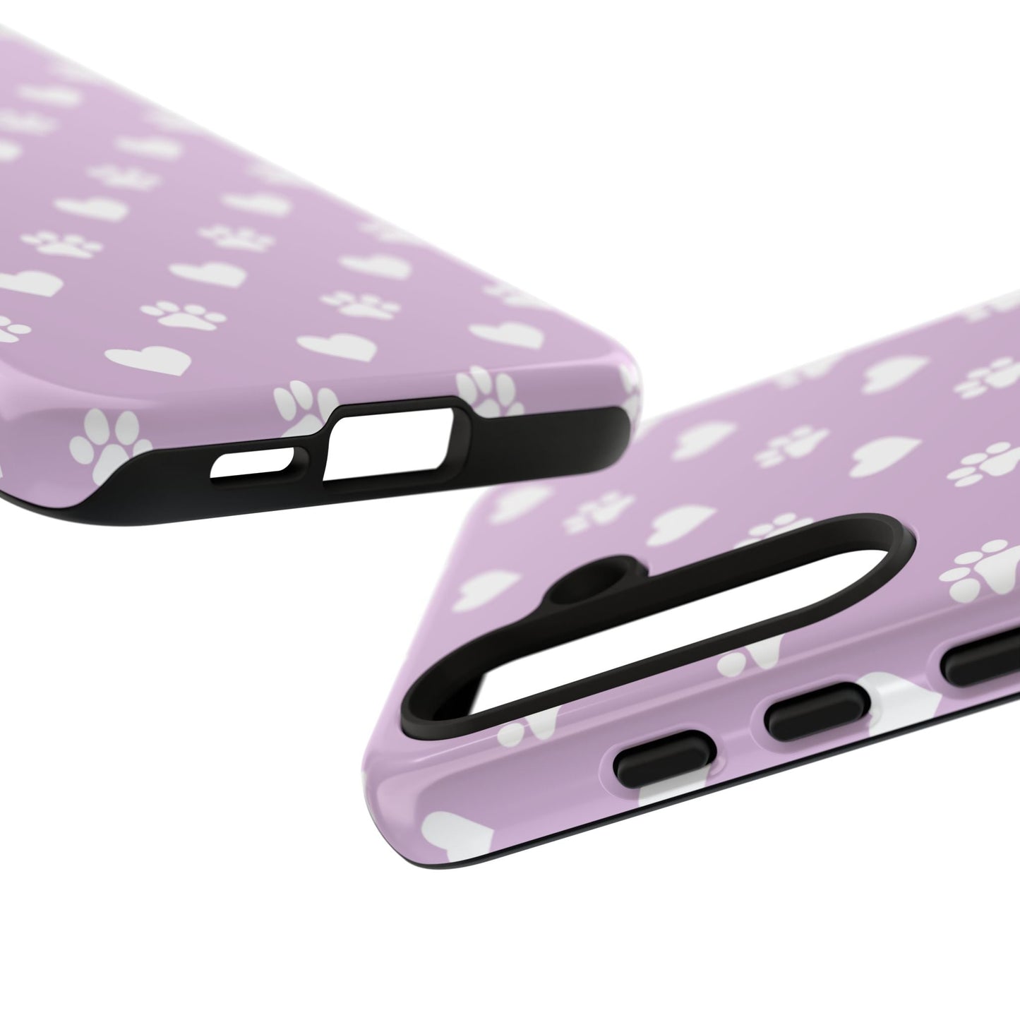 Purple Hearts & Paw Prints - Cute Pet Lover Samsung Galaxy Case - BOGO Cases