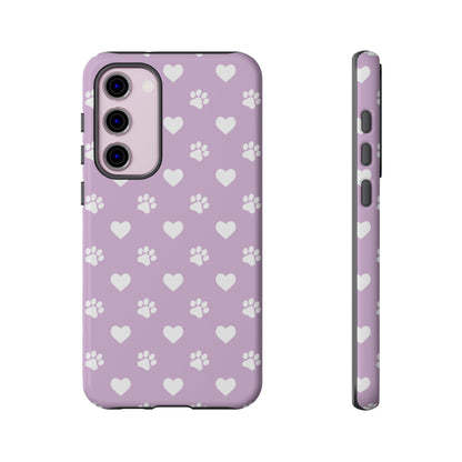 Purple Hearts & Paw Prints - Cute Pet Lover Samsung Galaxy Case - BOGO Cases