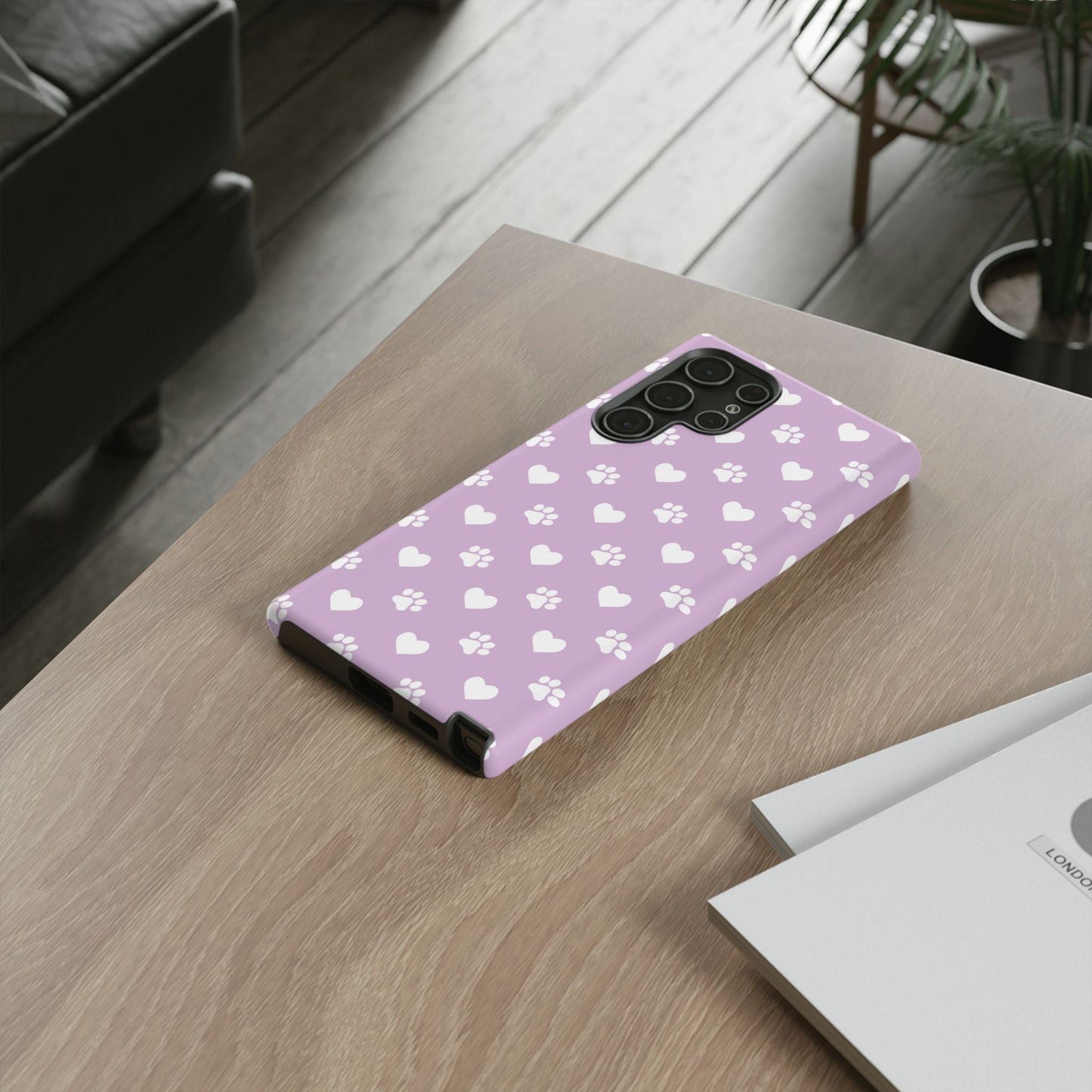 Purple Hearts & Paw Prints - Cute Pet Lover Samsung Galaxy Case - BOGO Cases