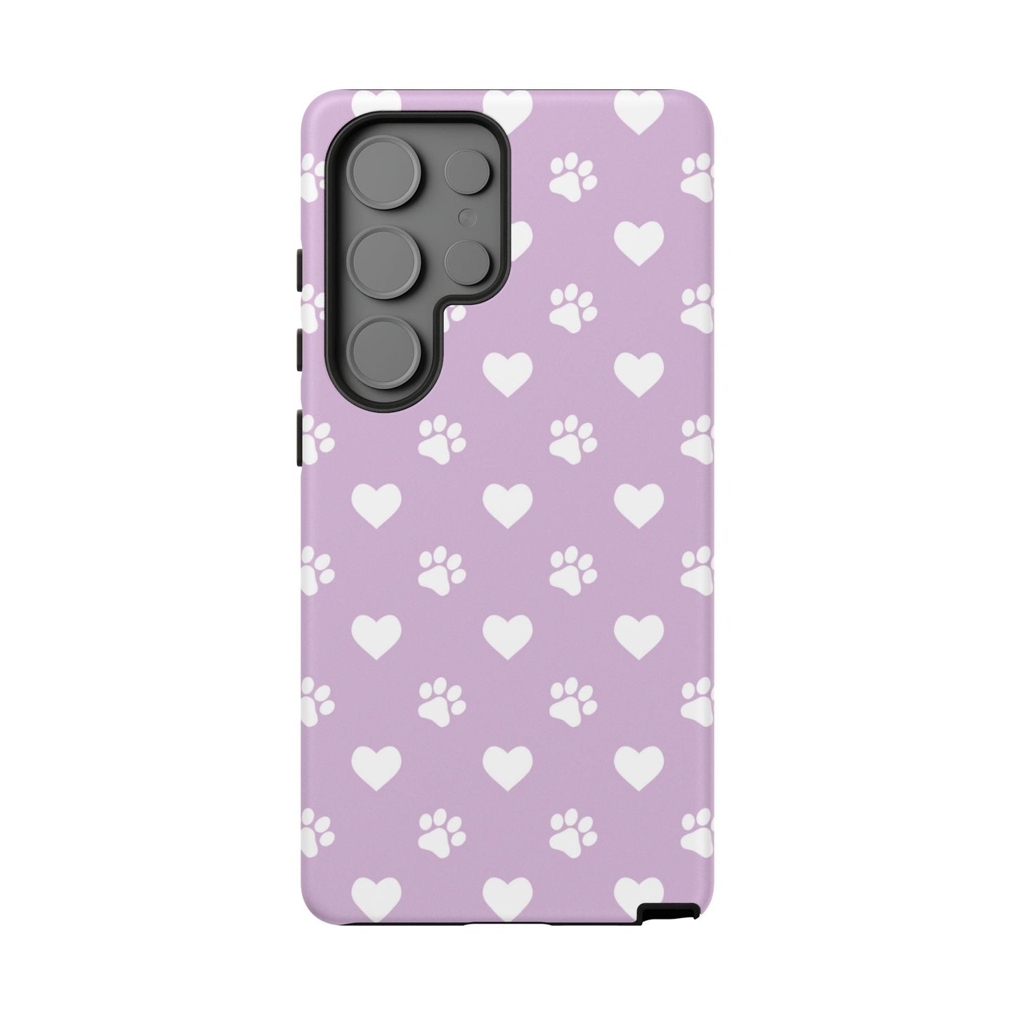 Purple Hearts & Paw Prints - Cute Pet Lover Samsung Galaxy Case - BOGO Cases