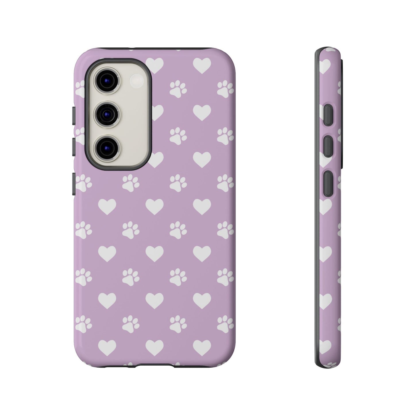 Purple Hearts & Paw Prints - Cute Pet Lover Samsung Galaxy Case - BOGO Cases