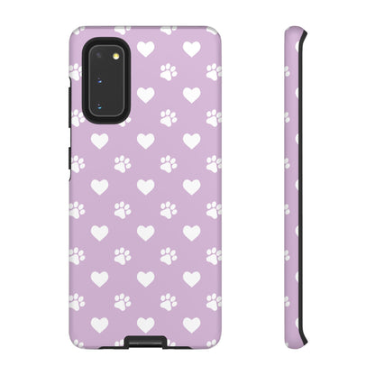 Purple Hearts & Paw Prints - Cute Pet Lover Samsung Galaxy Case - BOGO Cases