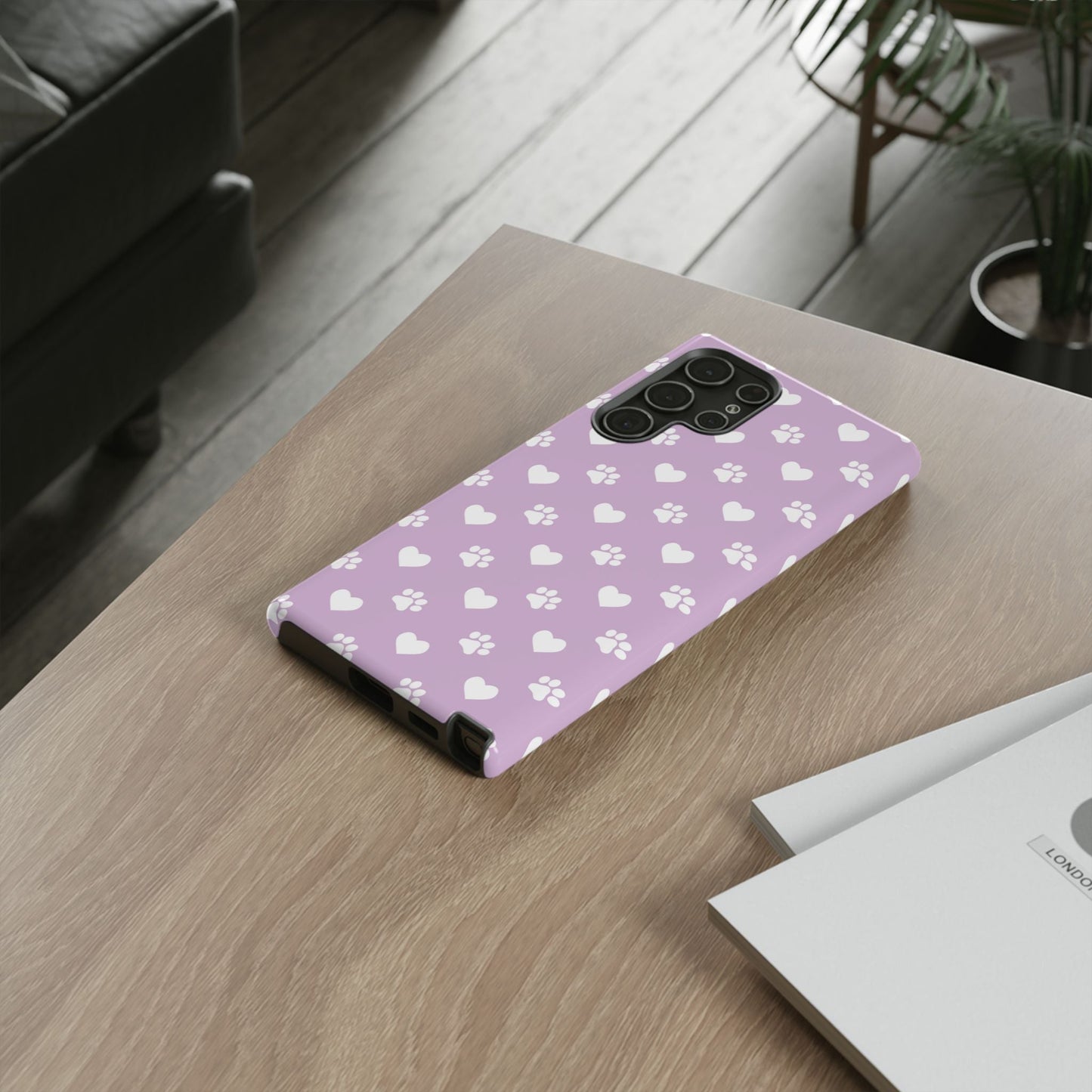 Purple Hearts & Paw Prints - Cute Pet Lover Samsung Galaxy Case - BOGO Cases