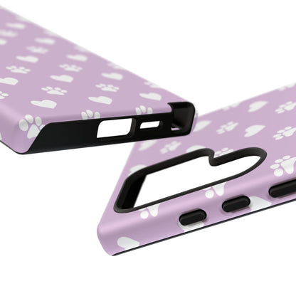 Purple Hearts & Paw Prints - Cute Pet Lover Samsung Galaxy Case - BOGO Cases