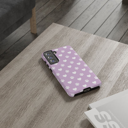Purple Hearts & Paw Prints - Cute Pet Lover Samsung Galaxy Case - BOGO Cases