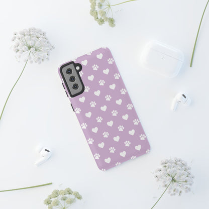 Purple Hearts & Paw Prints - Cute Pet Lover Samsung Galaxy Case - BOGO Cases