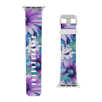 Purple & Teal Watercolor Floral Apple Watch Band - BOGO Cases