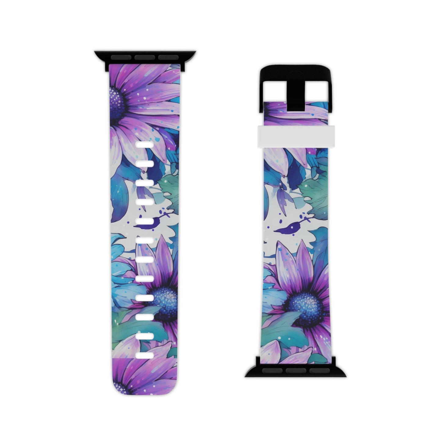 Purple & Teal Watercolor Floral Apple Watch Band - BOGO Cases