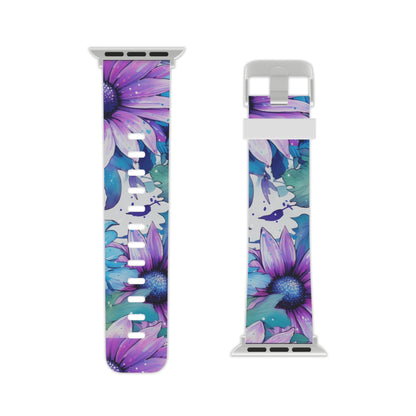 Purple & Teal Watercolor Floral Apple Watch Band - BOGO Cases