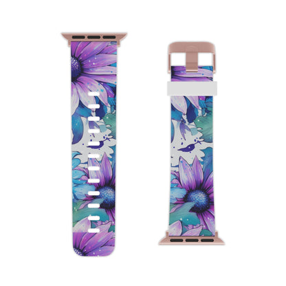 Purple & Teal Watercolor Floral Apple Watch Band - BOGO Cases