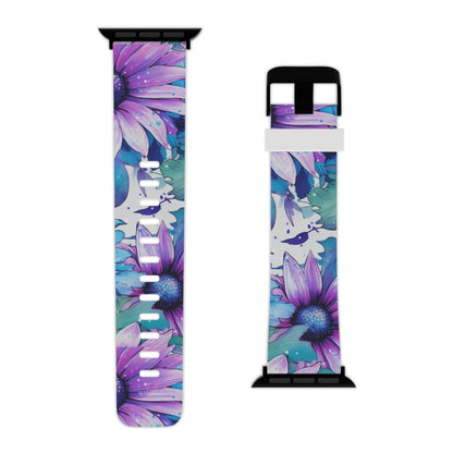 Purple & Teal Watercolor Floral Apple Watch Band - BOGO Cases
