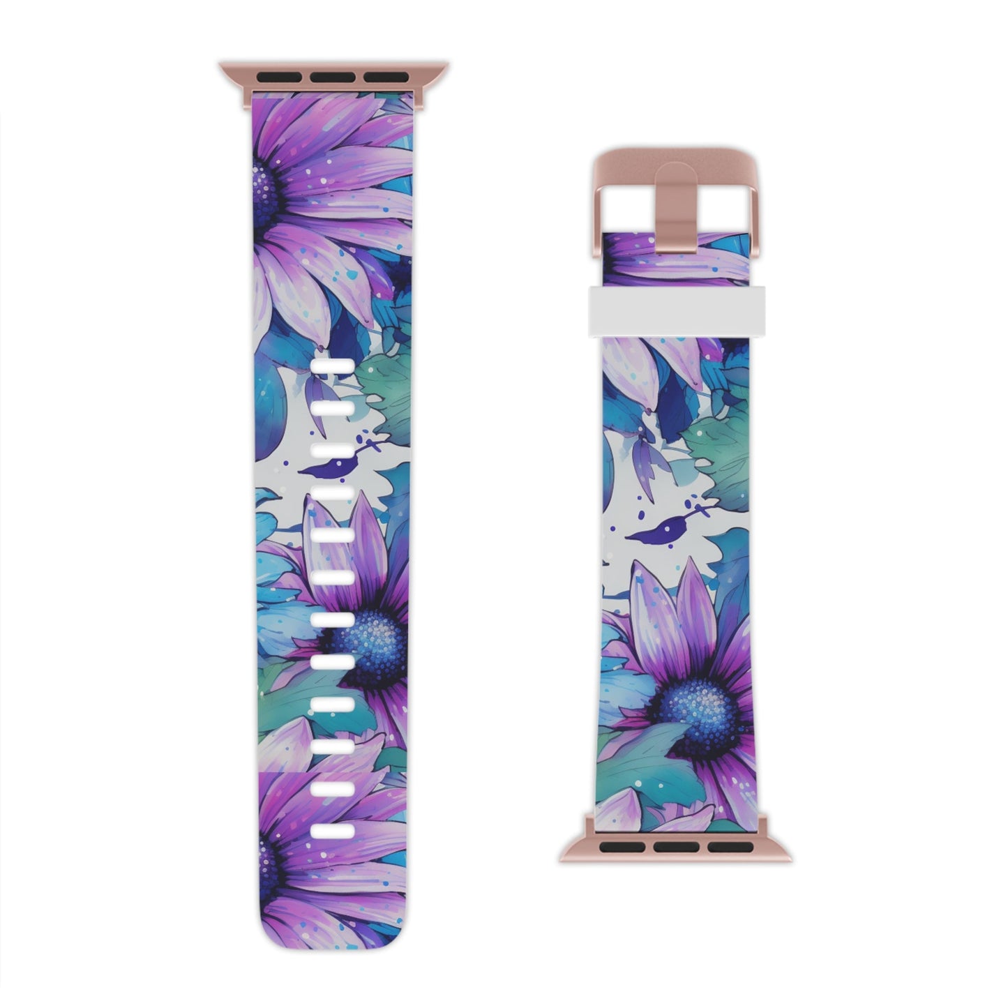 Purple & Teal Watercolor Floral Apple Watch Band - BOGO Cases
