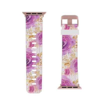 Radiant Purple & Gold Floral Apple Watch Band - BOGO Cases