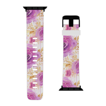 Radiant Purple & Gold Floral Apple Watch Band - BOGO Cases
