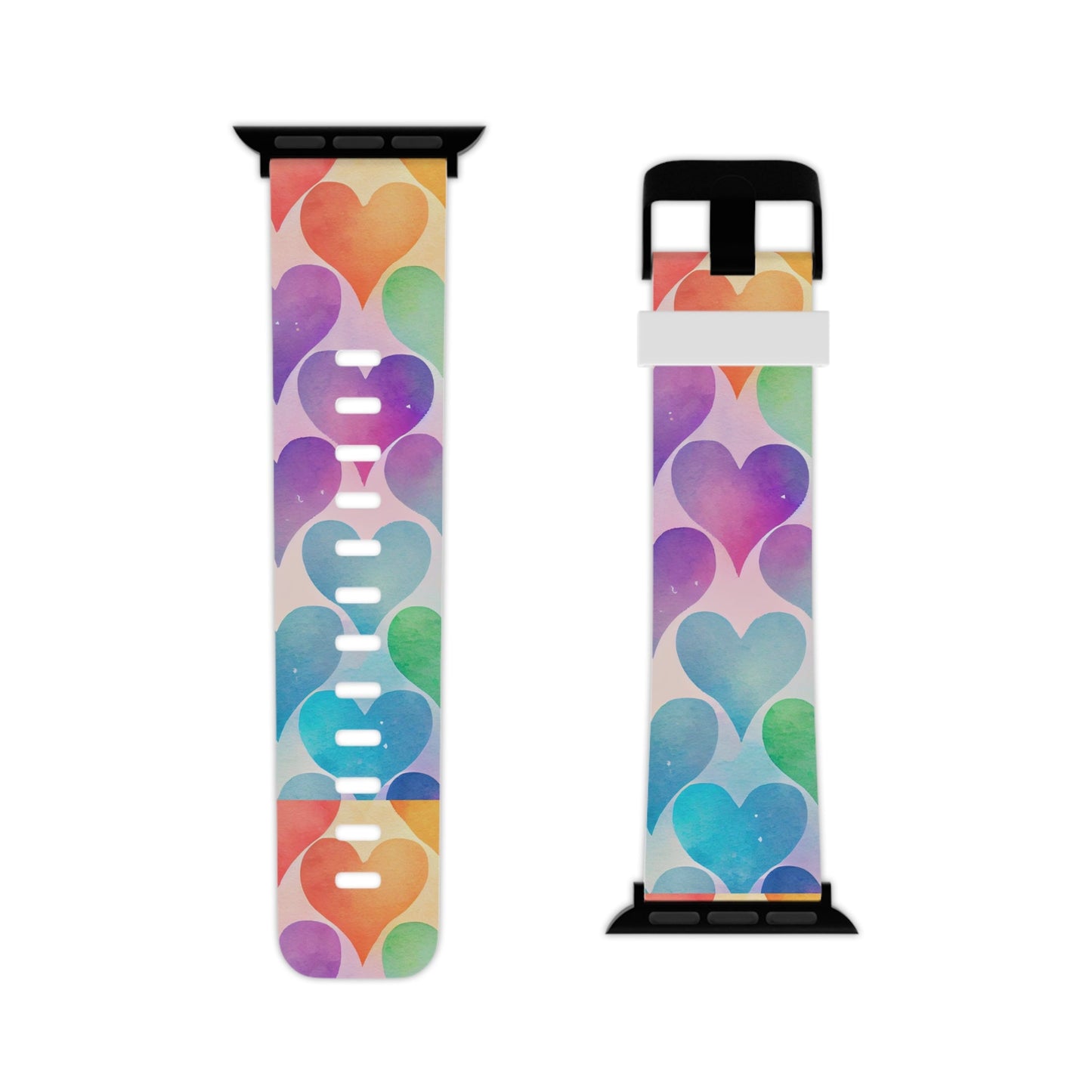 Rainbow Hearts Watercolor Apple Watch Band - BOGO Cases