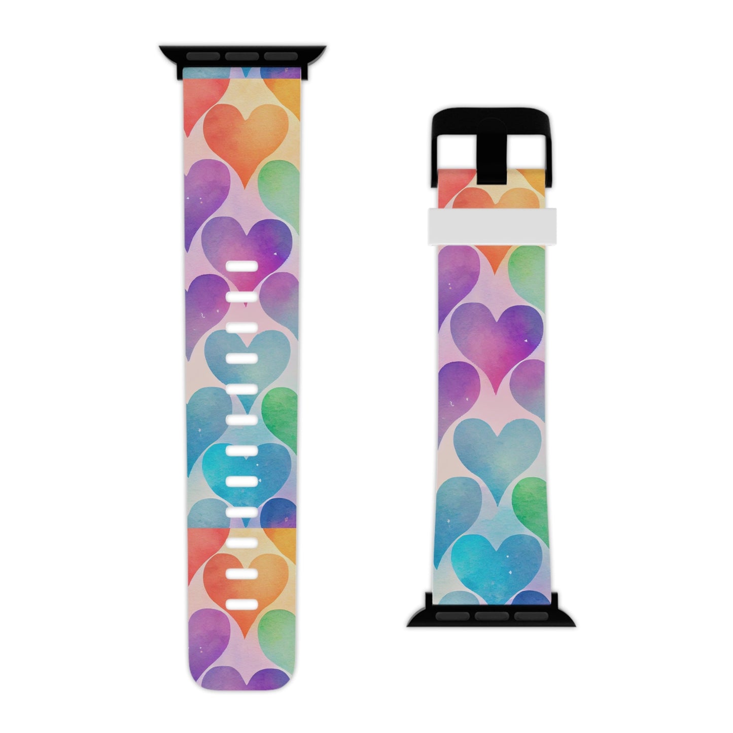 Rainbow Hearts Watercolor Apple Watch Band - BOGO Cases