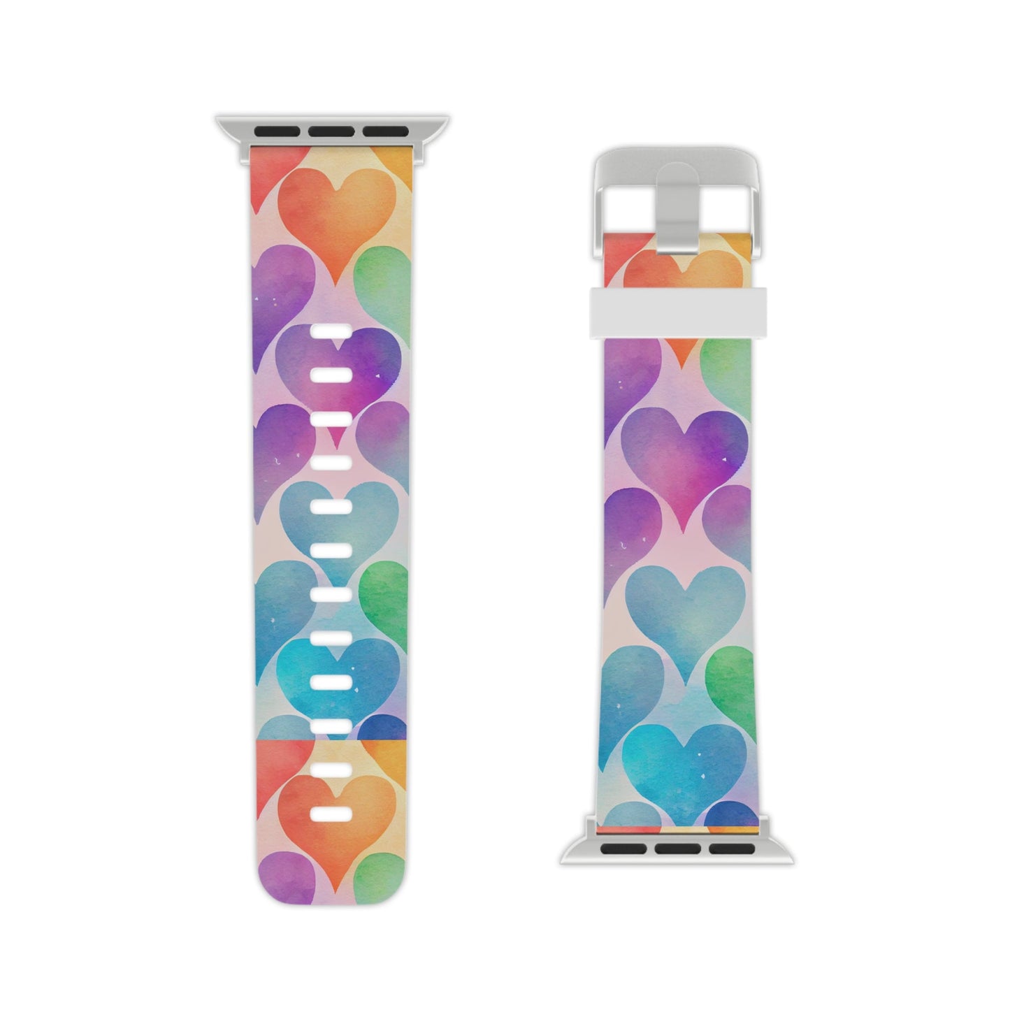 Rainbow Hearts Watercolor Apple Watch Band - BOGO Cases