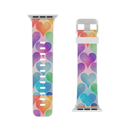 Rainbow Hearts Watercolor Apple Watch Band - BOGO Cases