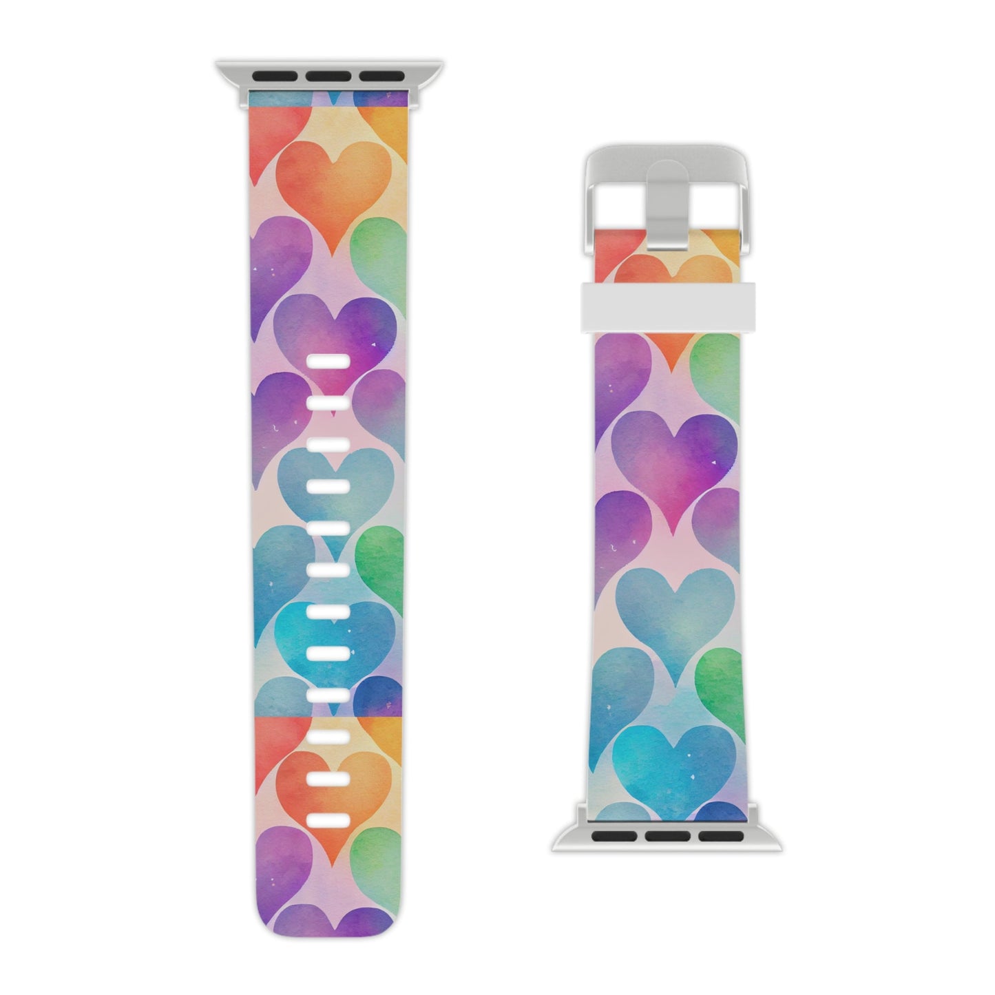 Rainbow Hearts Watercolor Apple Watch Band - BOGO Cases