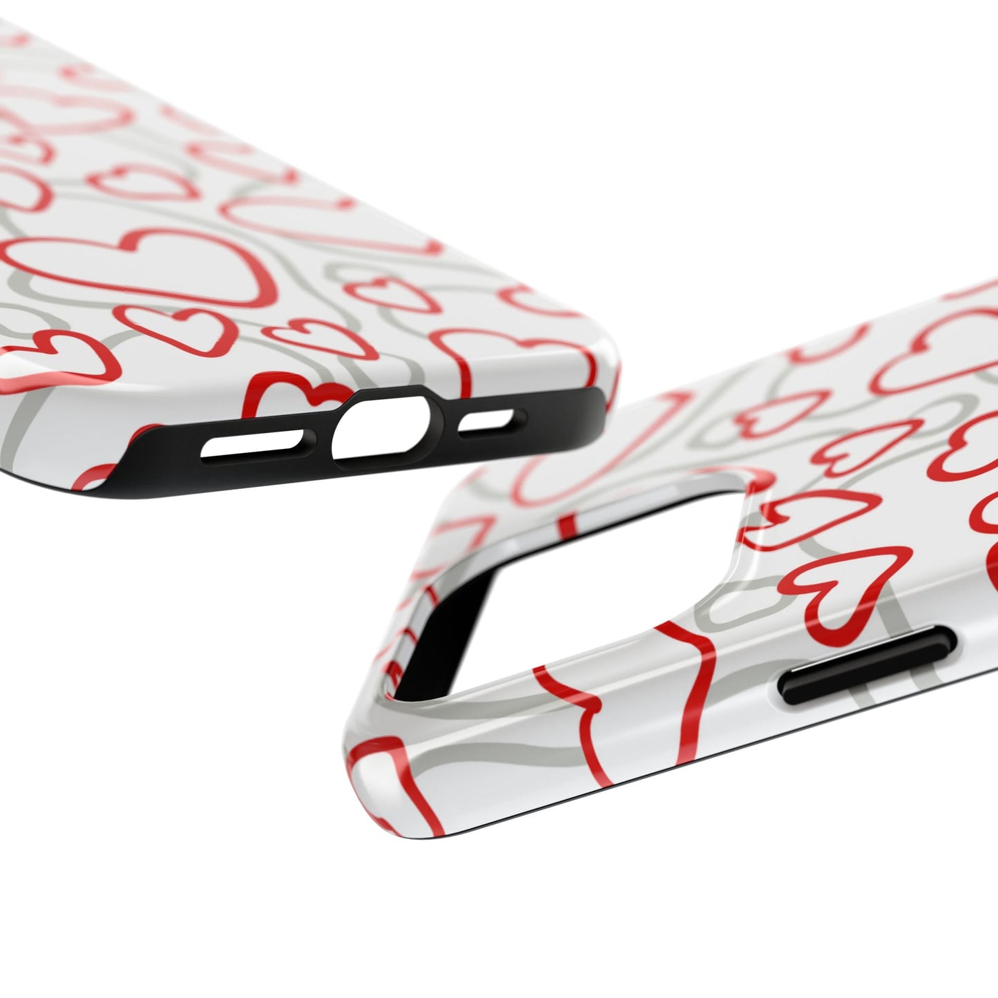 Red and White Heart Pattern iPhone Case – Fun and Playful Design - BOGO Cases