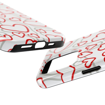 Red and White Heart Pattern iPhone Case – Fun and Playful Design - BOGO Cases