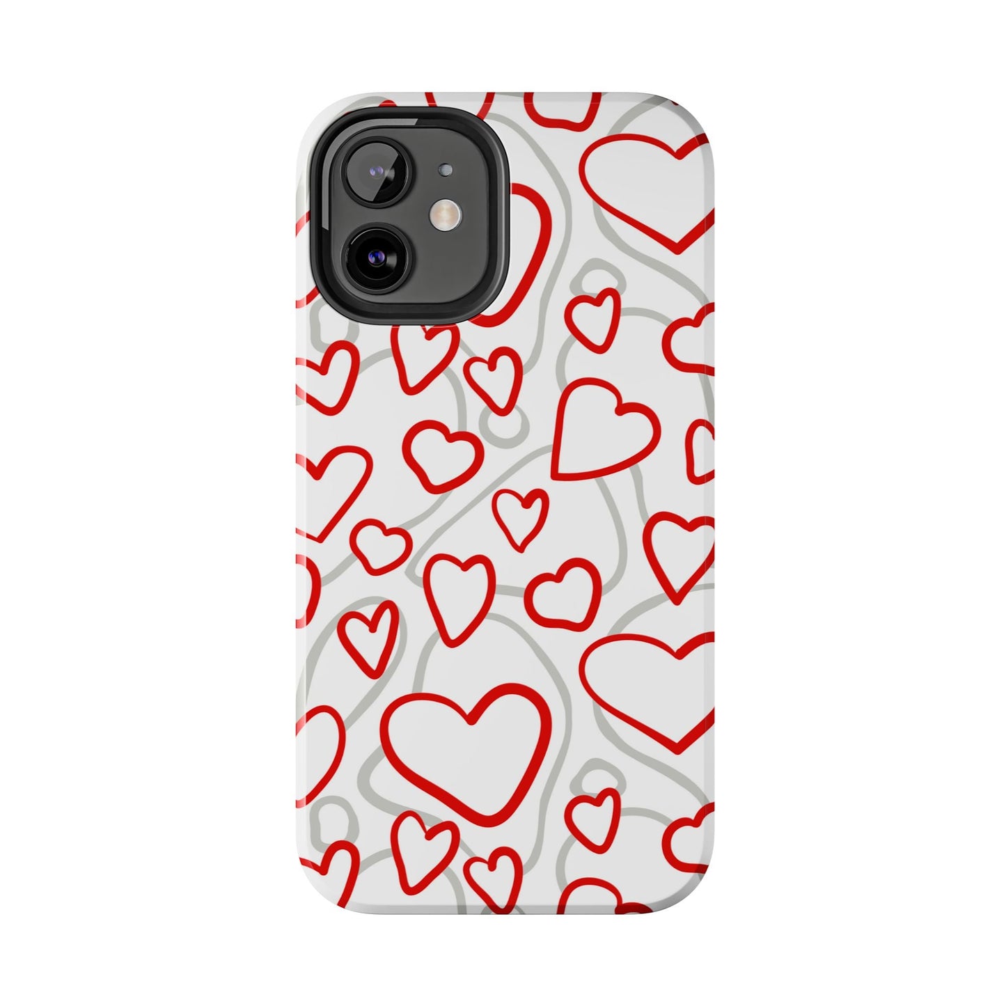 Red and White Heart Pattern iPhone Case – Fun and Playful Design - BOGO Cases