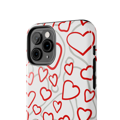 Red and White Heart Pattern iPhone Case – Fun and Playful Design - BOGO Cases