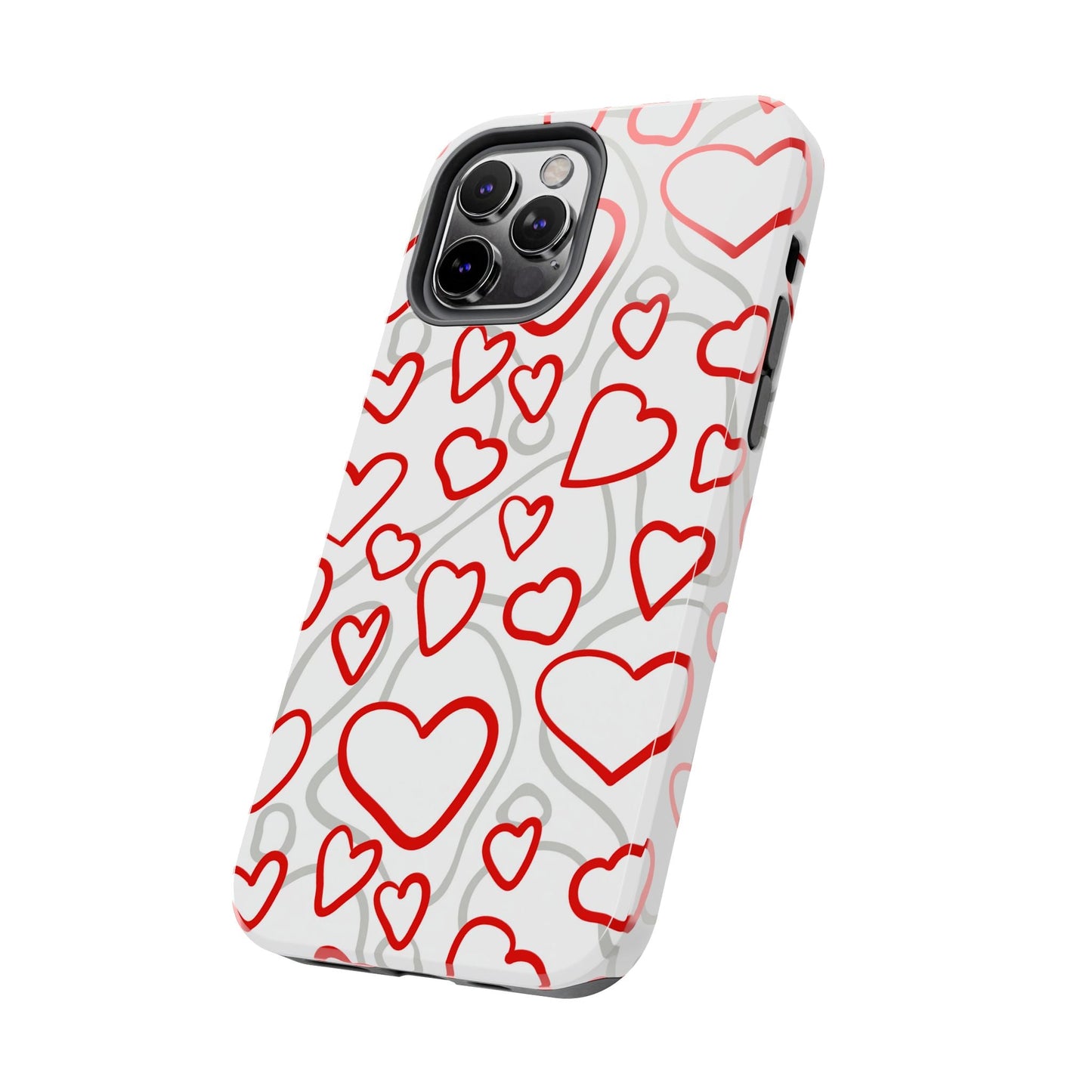 Red and White Heart Pattern iPhone Case – Fun and Playful Design - BOGO Cases