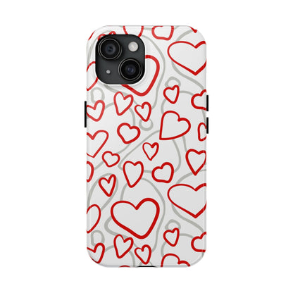 Red and White Heart Pattern iPhone Case – Fun and Playful Design - BOGO Cases