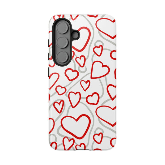 Red and White Heart Pattern Samsung Galaxy Case – Playful Love Design - BOGO Cases