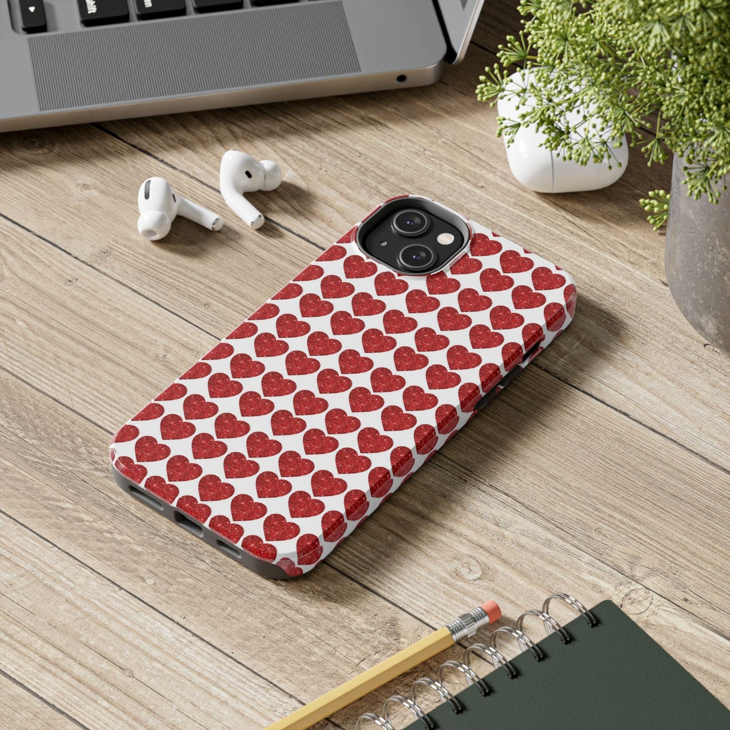 Red Glitter Hearts Charm - iPhone Series Case - BOGO Cases
