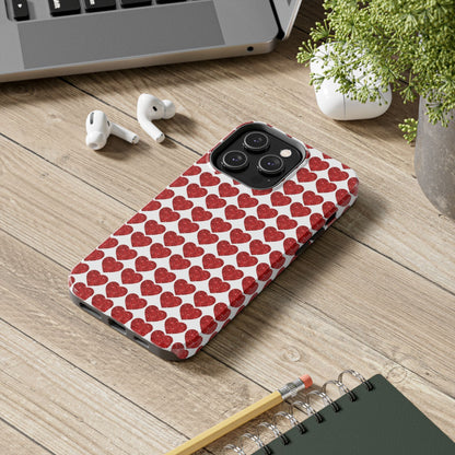 Red Glitter Hearts Charm - iPhone Series Case - BOGO Cases