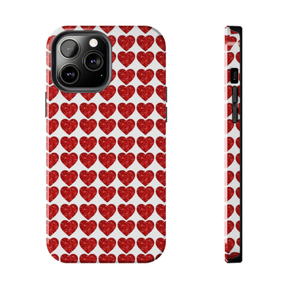 Red Glitter Hearts Charm - iPhone Series Case - BOGO Cases