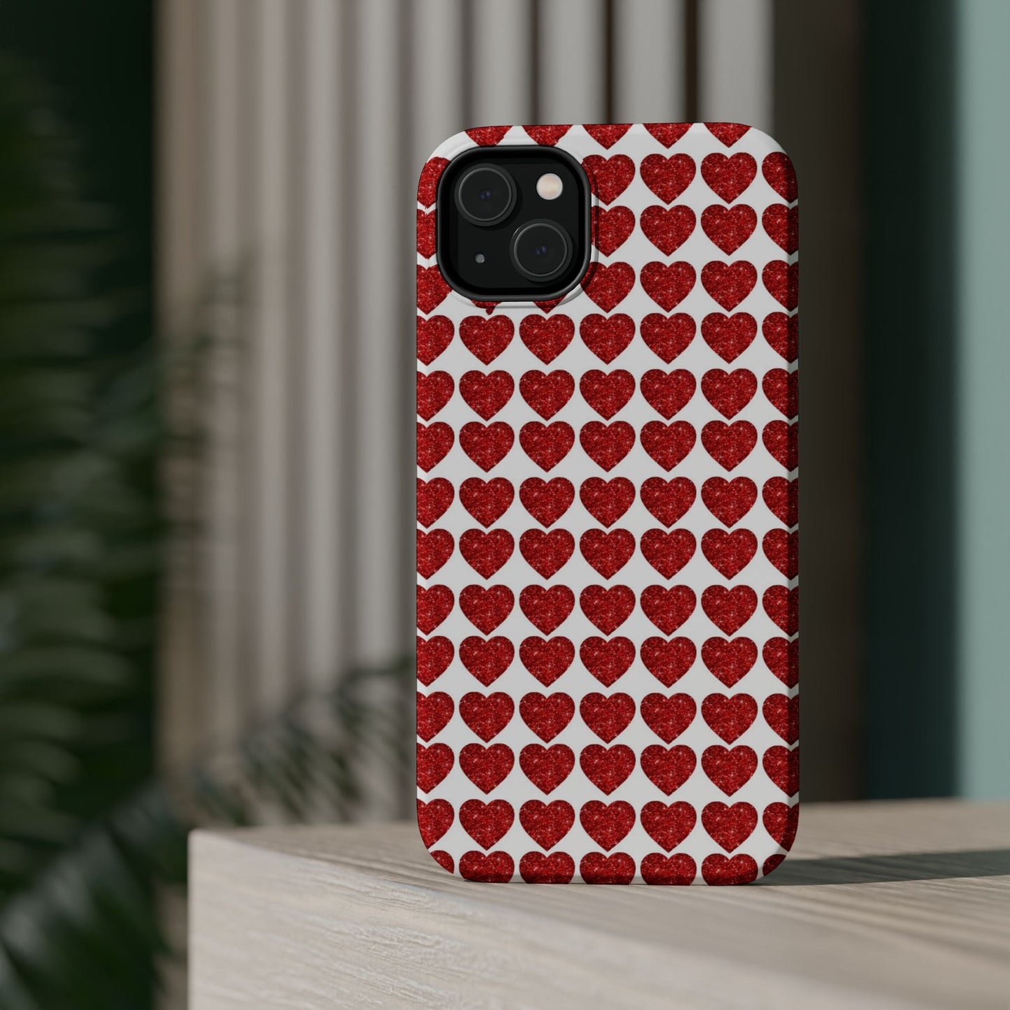 Red Glitter Hearts Charm MagSafe Case - BOGO Cases