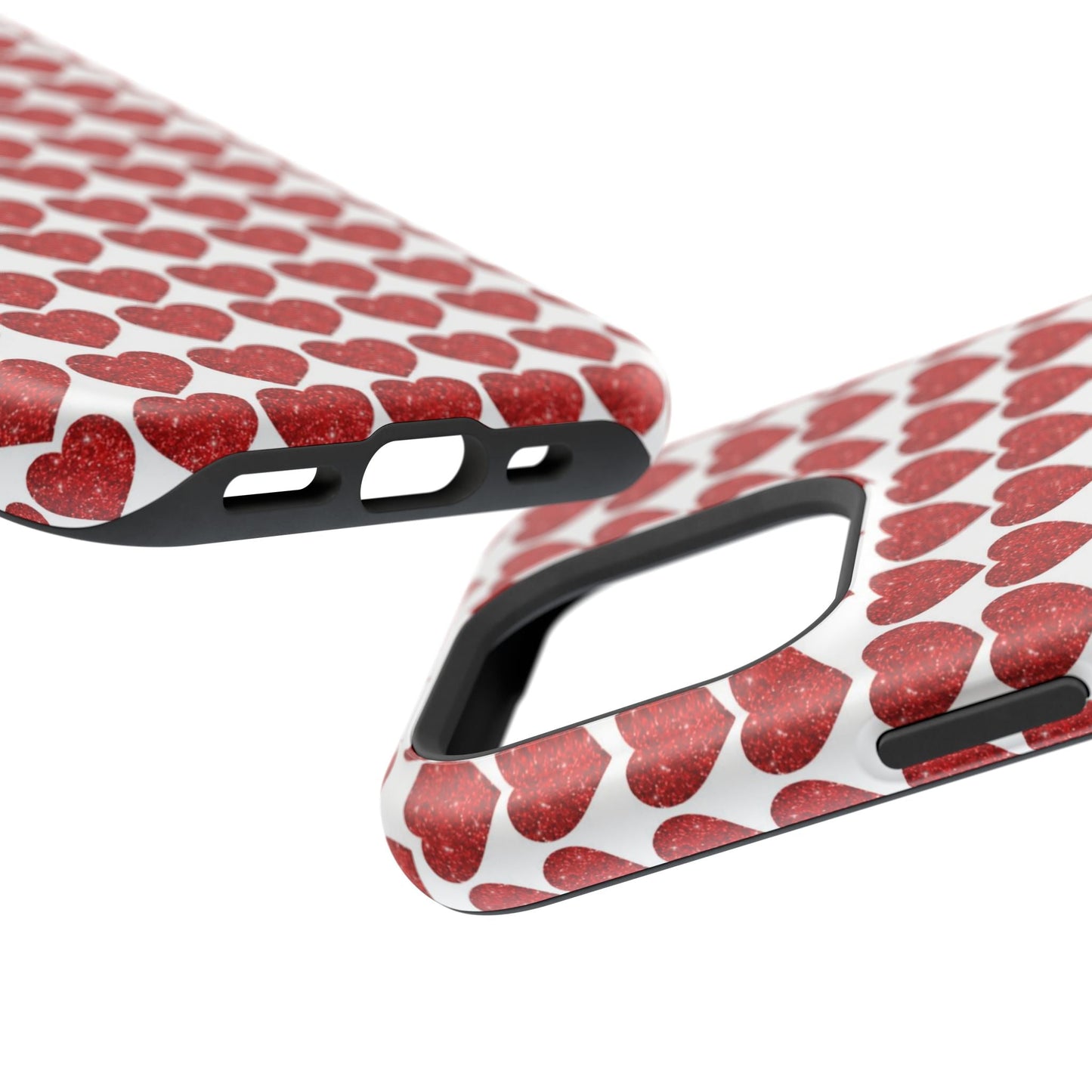 Red Glitter Hearts Charm MagSafe Case - BOGO Cases