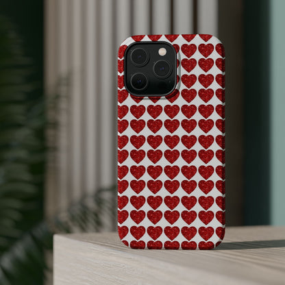 Red Glitter Hearts Charm MagSafe Case - BOGO Cases