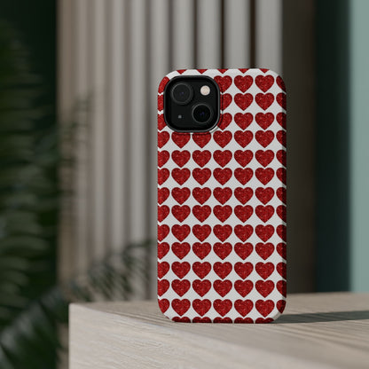 Red Glitter Hearts Charm MagSafe Case - BOGO Cases