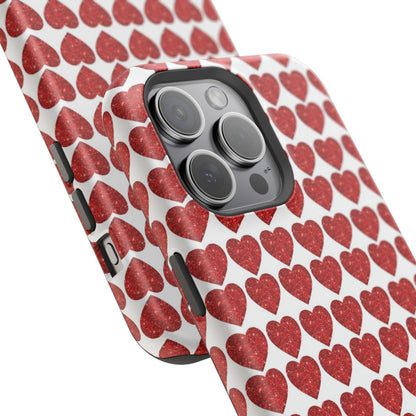 Red Glitter Hearts Charm MagSafe Case - BOGO Cases
