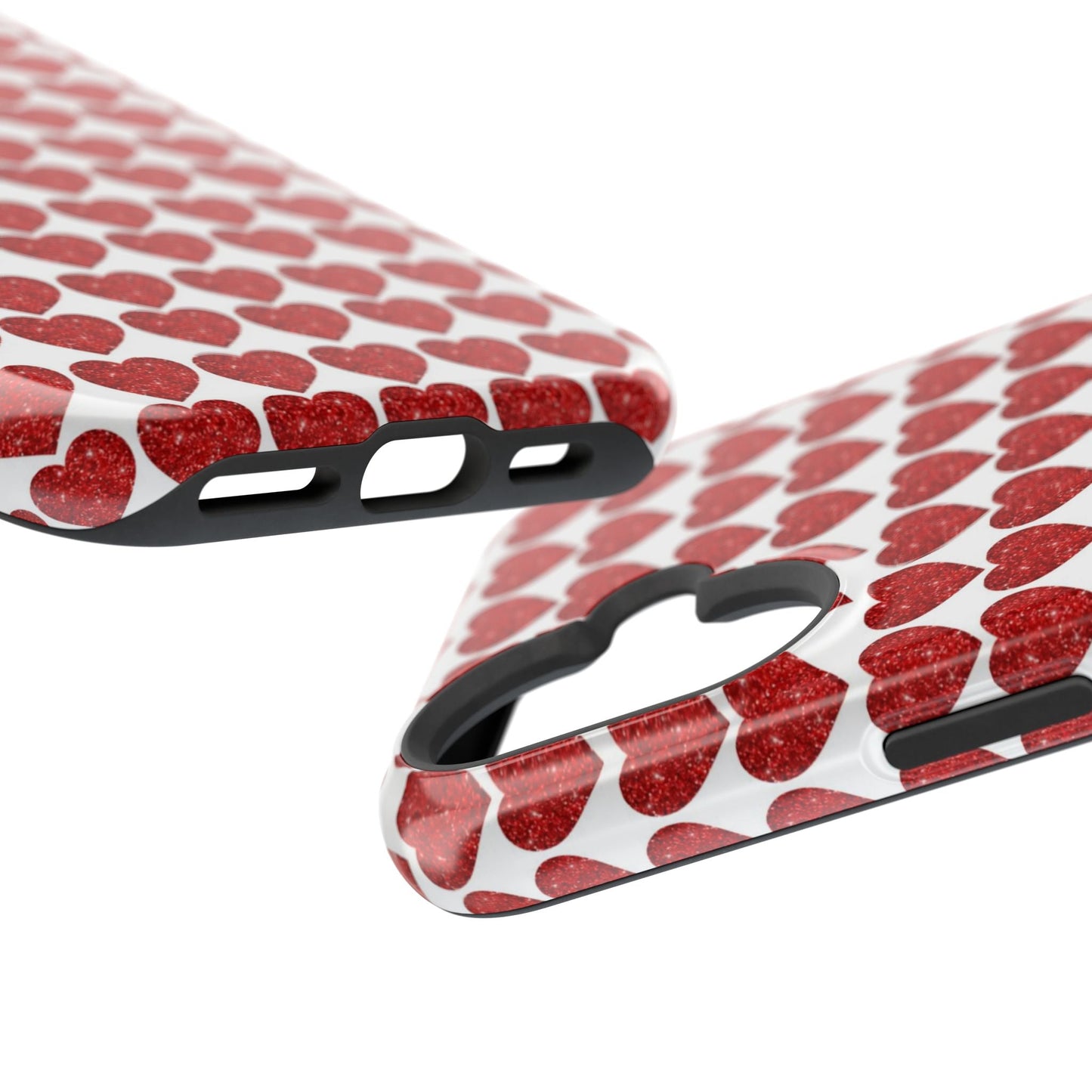 Red Glitter Hearts Charm MagSafe Case - BOGO Cases