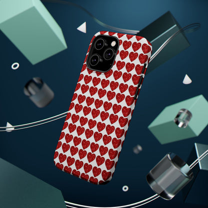Red Glitter Hearts Charm MagSafe Case - BOGO Cases